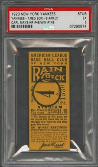 1923 New York Yankees April 21 Ticket Stub - The 4th Game at Yankee Stadium – PSA EX 5
